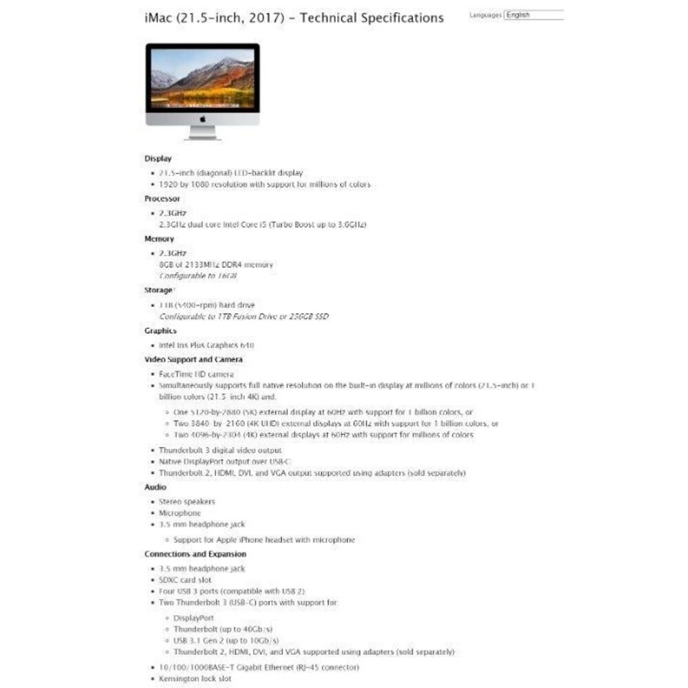Apple 21.5 Inch All-In-One Imac Computer - Picture 6 of 9